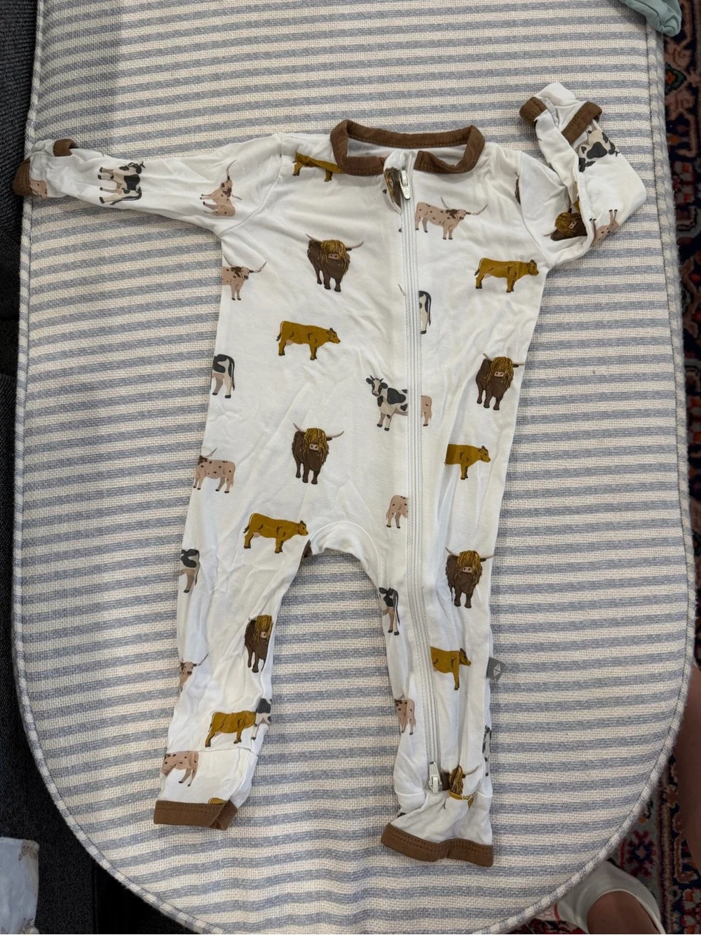 Kyte Baby Zipper PJs, Cow Print, Size 0-3 months
